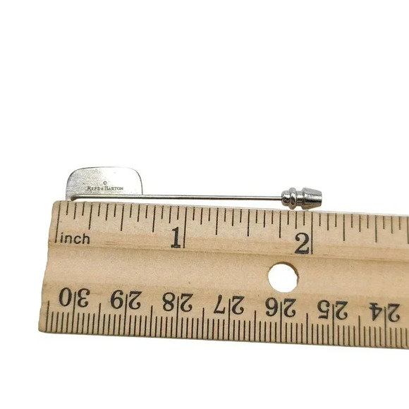 Reed & Barton Damascene Orange Yellow Floral Stick Pin Silver Tone Vintage - Picture 4 of 4